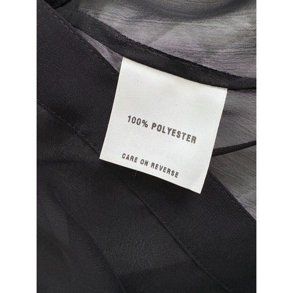 St John Womens Black Sheer Ruffle Front Button Up Blouse Size 10 Crystal Buttons - Picture 8 of 14
